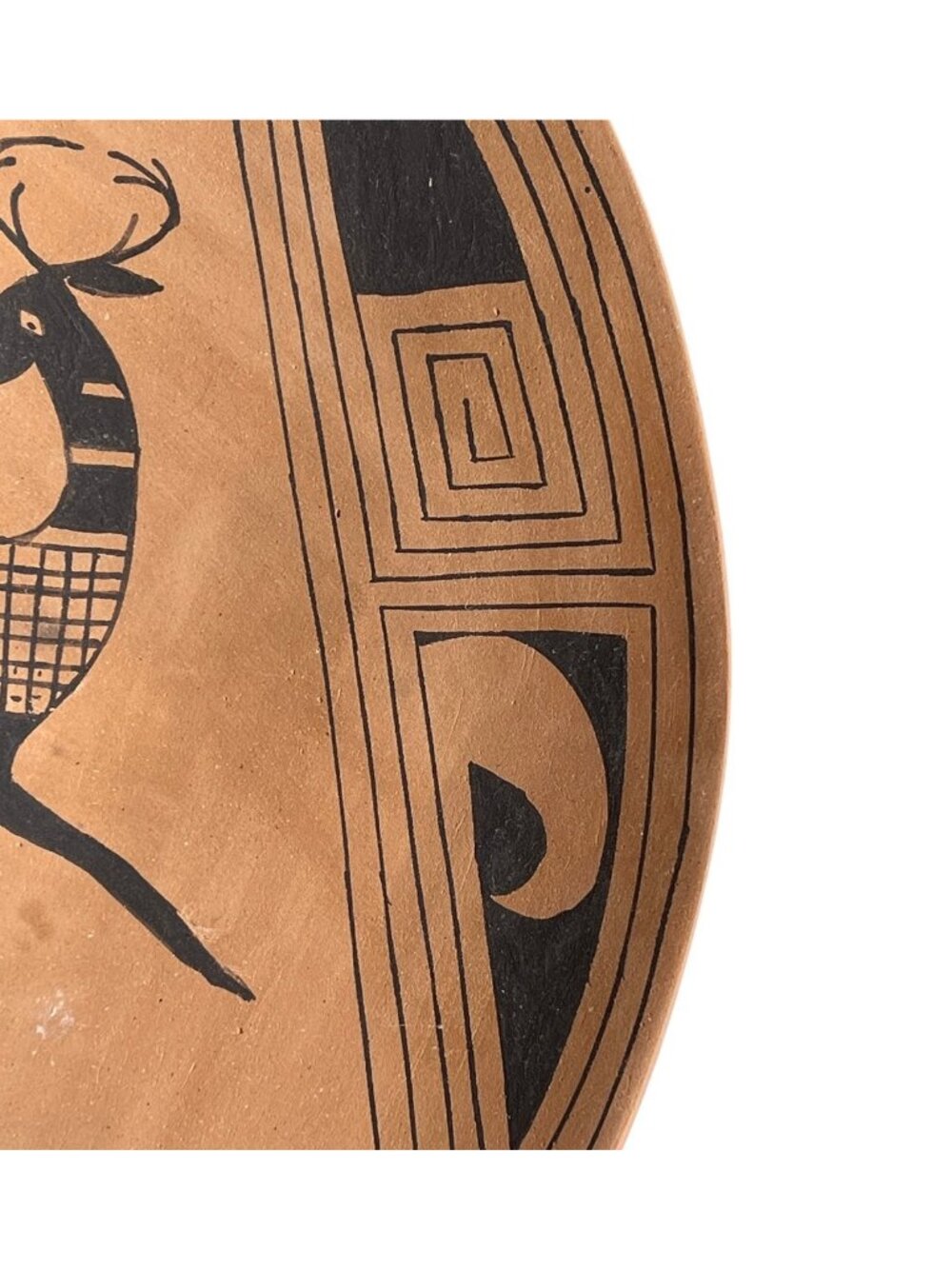 Signed Julio Mora Bowl Handcrafted Mata Ortiz Ceramic Leaping Deer Tan Black - Picture 15 of 16